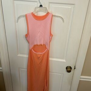 Peach and pink Maxi Dress-medium
